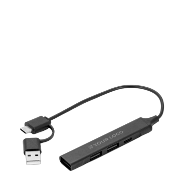 Umweltfreundlicher Multifunktions-USB-Hub mit 4 Anschlüssen und 10 W Ladeleistung