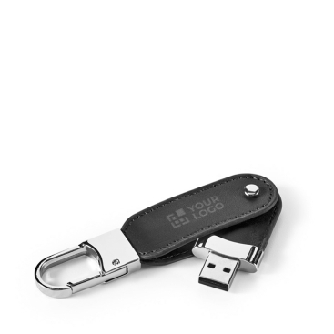 USB Stick aus PU mit integriertem Metallkarabiner