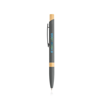 Kuli aus recyceltem Alu mit Bambusdetails, blaue Tinte