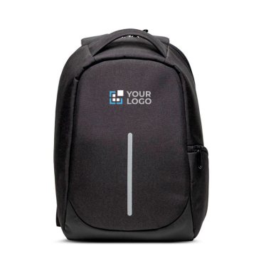 Diebstahlsicherer Nylon-Rucksack für Laptop mit Rückentasche 15,6'' Ansicht mit Druckbereich