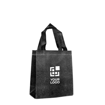 Glänzende Non-Woven-Tasche mit Glitter und Riemen, 130 g/m2 Ansicht mit Druckbereich