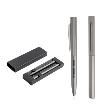 Set aus Kugelschreiber und Roller aus Aluminium mit Hexagon Design