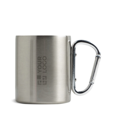 Tasse aus recyceltem Edelstahl mit Karabinergriff, 300 ml