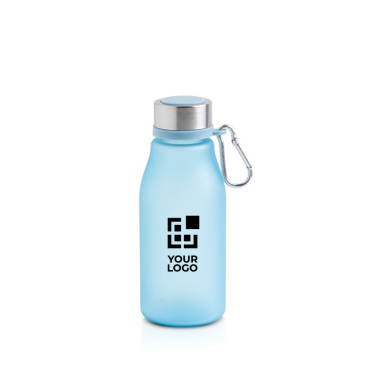 Mattierte Flasche aus Recyclingplastik mit Karabiner, 350 ml