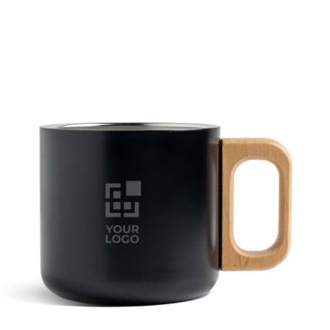 Doppelwandige Edelstahltasse mit Holzhenkel, 350 ml