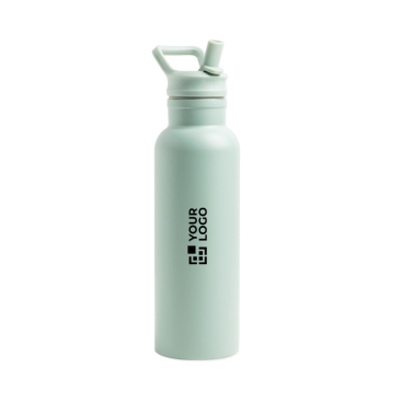 Thermoflasche aus Edelstahl mit festem Griff und klappbarem Trinkhalm