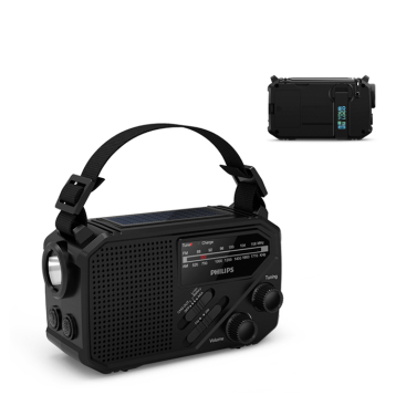 Notfallradio aus ABS-Kunststoff mit Taschenlampe und Alarm Philips