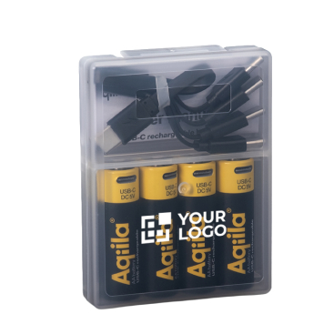 Set mit 4 wiederaufladbaren AA-Akkus und USB-C-Anschluss, 2.000 mAh