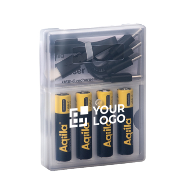 Set mit 4 wiederaufladbaren AAA-Akkus und USB-C-Anschluss, 600 mAh