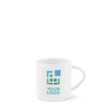 Kleiner Becher mit dreieckigem Griff zur Sublimation, 180 ml Ansicht mit Druckbereich
