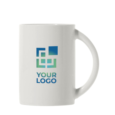 Keramiktasse zur Sublimation mit halbkreisförmigem Henkel, 300 ml Ansicht mit Druckbereich