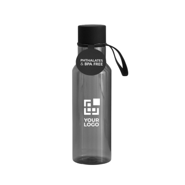 BPA-freie Plastikflasche in transparenten Farben, 600 ml Ansicht mit Druckbereich