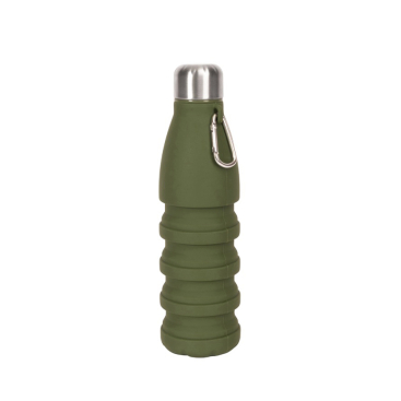 Faltbare BPA-freie Silikonflasche mit Karabiner, 550 ml Ansicht mit Druckbereich