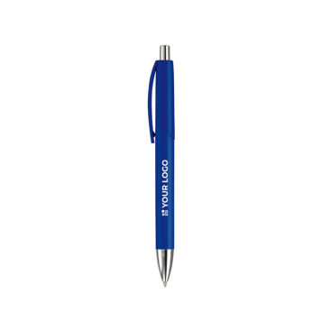 Kugelschreiber mit Druckknopf und Metallspitze, blaue Tinte Ansicht mit Druckbereich