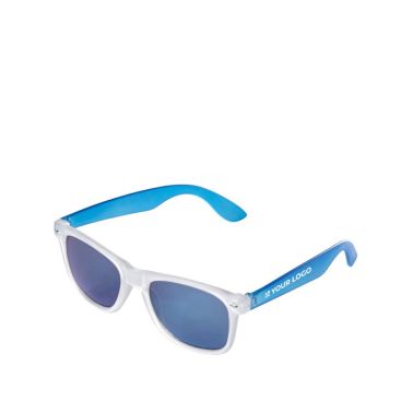 Neonfarbene Sonnenbrille mit Glasureffekt-Rahmen und UV400-Schutz Ansicht mit Druckbereich