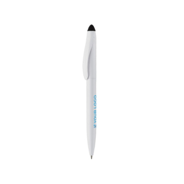 Dreh-Kugelschreiber aus Kunststoff mit schwarzem Touchpen, blaue Tinte Ansicht mit Druckbereich