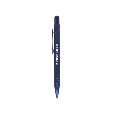 Kugelschreiber mit Touchspitze und Metallclip, blaue Tinte