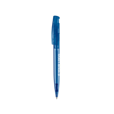 Billiger transparenter Kugelschreiber in Vollfarbe, blaue Tinte Ansicht mit Druckbereich