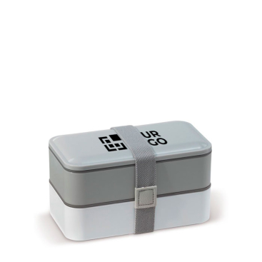 Doppeldecker-Lunchbox im Bento-Stil mit mehreren Fächern Ansicht mit Druckbereich