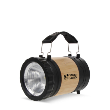 Vielseitige Taschenlampe aus ABS und Bambus mit Tragegriff Ansicht mit Druckbereich