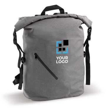 Wasserabweisender Rolltop-Rucksack mit Vordertasche, 22 L Ansicht mit Druckbereich