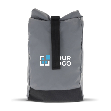 Reflektierender Rolltop-Rucksack aus Polyester mit Faltöffnung Ansicht mit Druckbereich