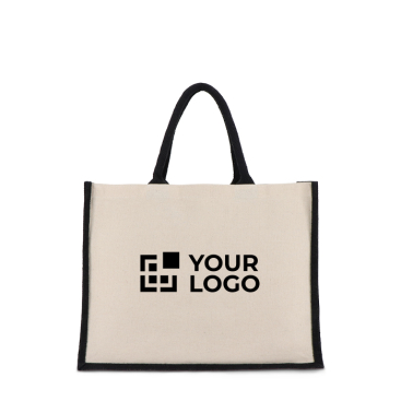 Baumwolltasche mit farbigem Jute­boden und -seiten 320 g/m²