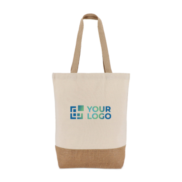 Baumwolltasche mit Jutegriff und Bodenfalte 320 g/m²