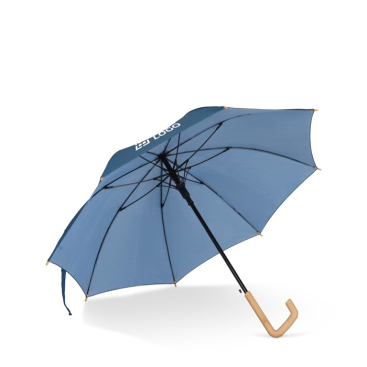 RPET-Regenschirm mit Holzgriff im besonderen Design, Ø103 Ansicht mit Druckbereich