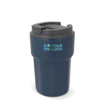 Edelstahlbecher zum Mitnehmen mit Silikondeckel, 350 ml Ansicht mit Druckbereich