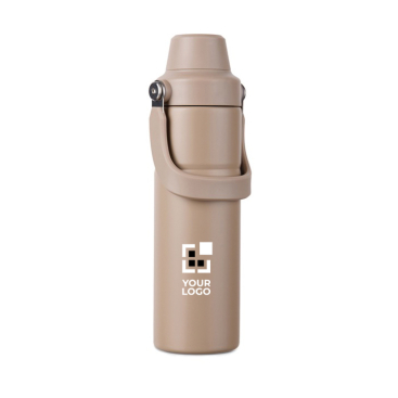 Thermoflasche aus recyceltem Stahl mit Henkel und Doppelöffnung 600 ml