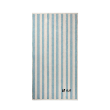 Strandtuch aus recycelter Baumwolle zweifarbig gestreift 450 g/m² 80 x 160 cm