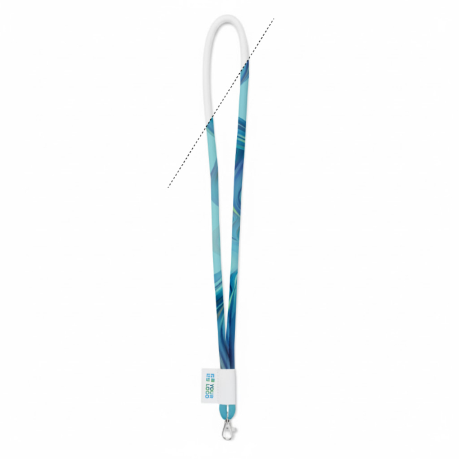 Rohrförmiges Polyester-Lanyard mit eingenähter Etikette