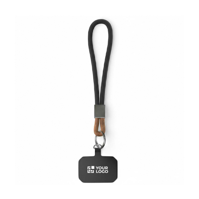 Individuell gefertigte kurze Handy Schlaufe mit Patch und Metallring