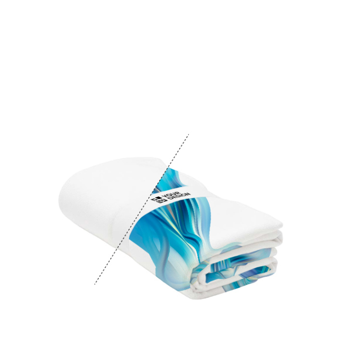 Individualisierbares Polyester Handtuch mit Elastikband zum Aufrollen