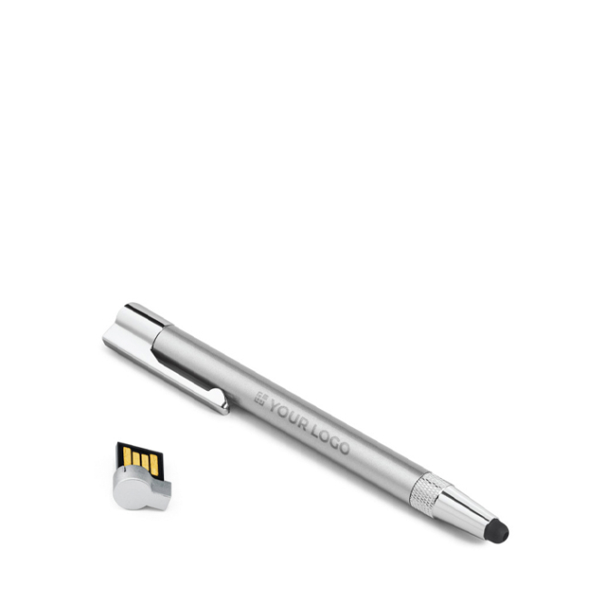 Aluminium USB Kugelschreiber mit Touch Spitze und schwarzer Tinte