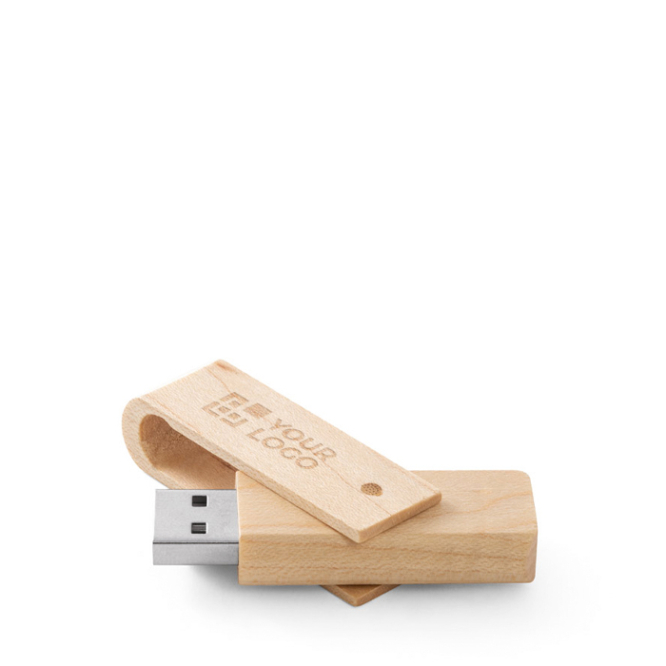 Ausziehbarer und drehbarer USB Stick aus Ahornholz, personalisierbarer