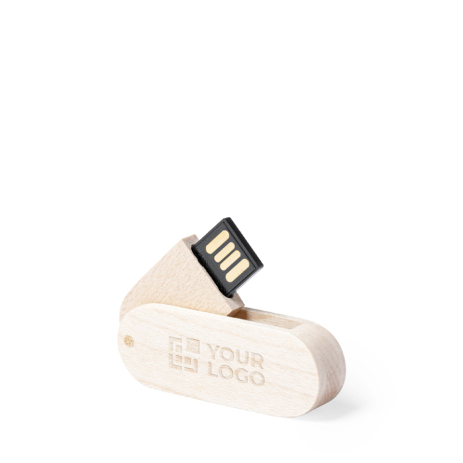 Personalisierbar schlanker drehbarer USB Stick mit Holzgehäuse