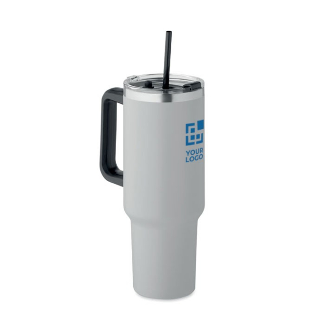 Becher aus recyceltem Edelstahl mit Strohhalm 1,2 L