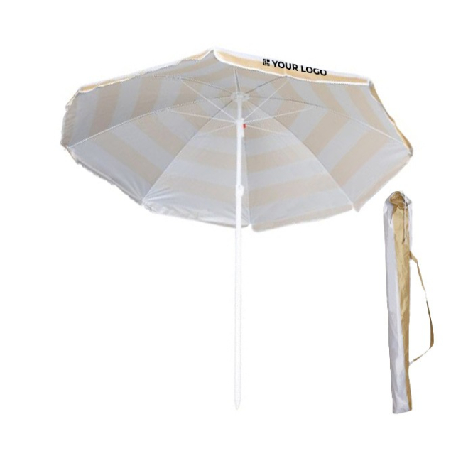 Sonnenschirm aus Nylon im zweifarbigen Design, Ø180, Farbe Beige erste Ansicht