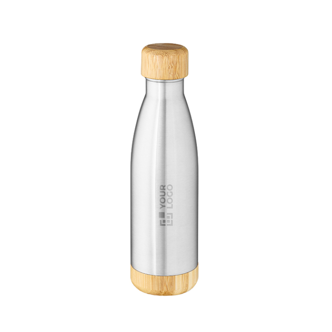 Flasche aus recyceltem Edelstahl mit Bambusdeckel, 750 ml