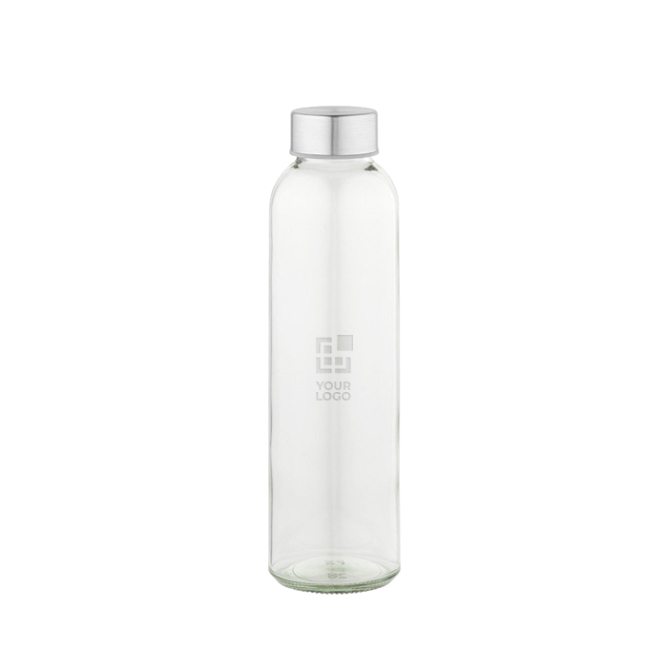 Glasflasche mit silbernem, auslaufsicherem Schraubverschluss, 510 ml