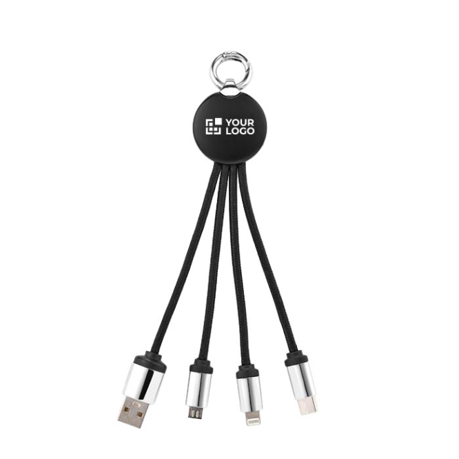 4-in-1-Ladekabel mit Schlüsselanhänger und leuchtendem Logo, 10 W