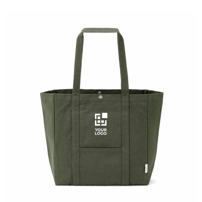 Einkaufstasche aus recycelter Baumwolle mit Druckknopfverschluss, 360 g/m²