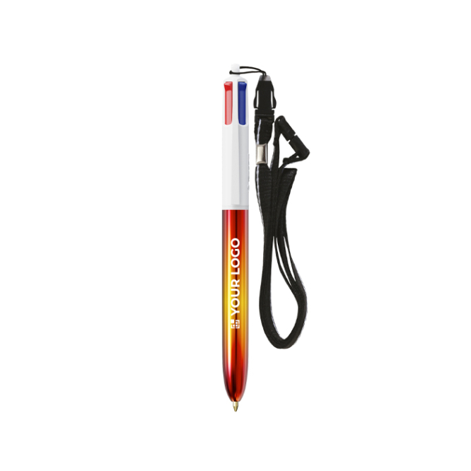 Kunststoff-Kugelschreiber mit Metallic-Optik und 4-Farben-Tinte Flags BIC®
