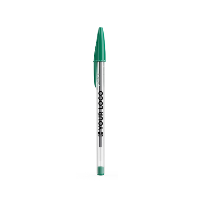 Klassischer transparenter Kunststoffkugelschreiber mit grüner Tinte BIC® Cristal®