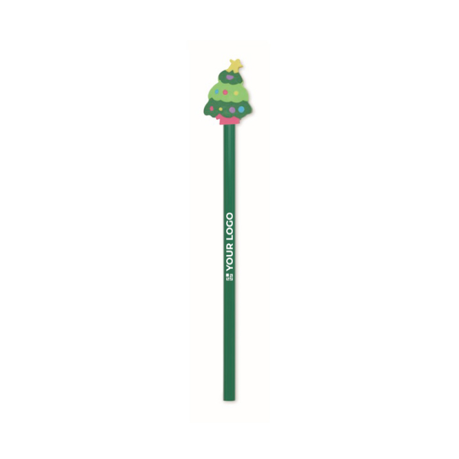 Bleistift aus Pappelholz mit Weihnachtsmotiven und Radiergummi