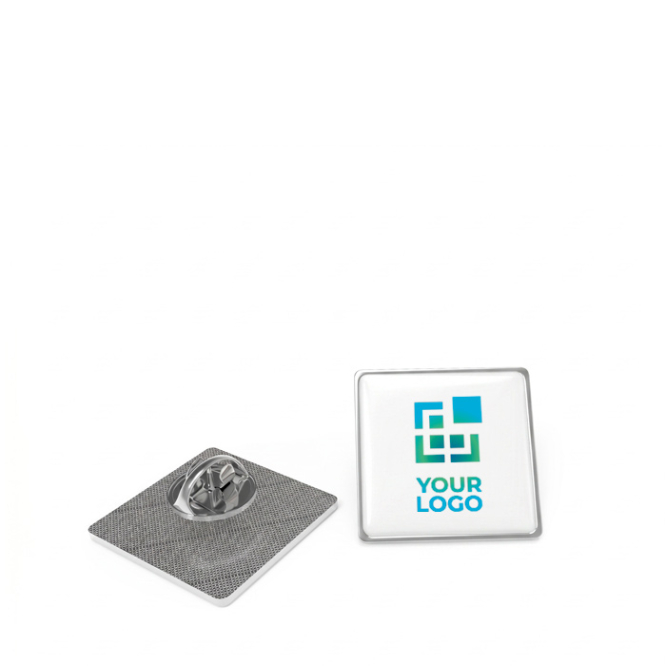 Quadratischer Metall-Pin mit gewölbter Oberfläche und sicherem Verschluss