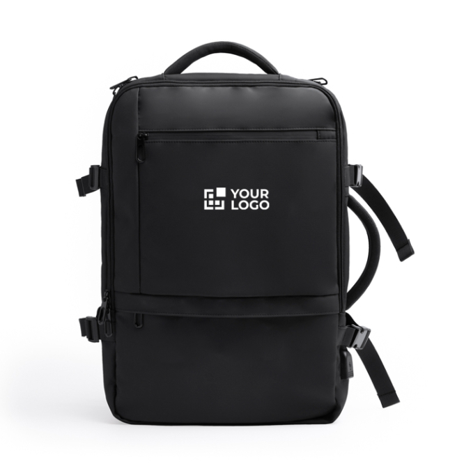 Erweiterbarer Reiserucksack aus PU-Leder mit Laptopfach für 17