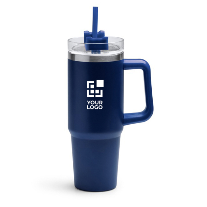 Thermoflasche aus recyceltem Edelstahl mit Strohhalm 870 ml